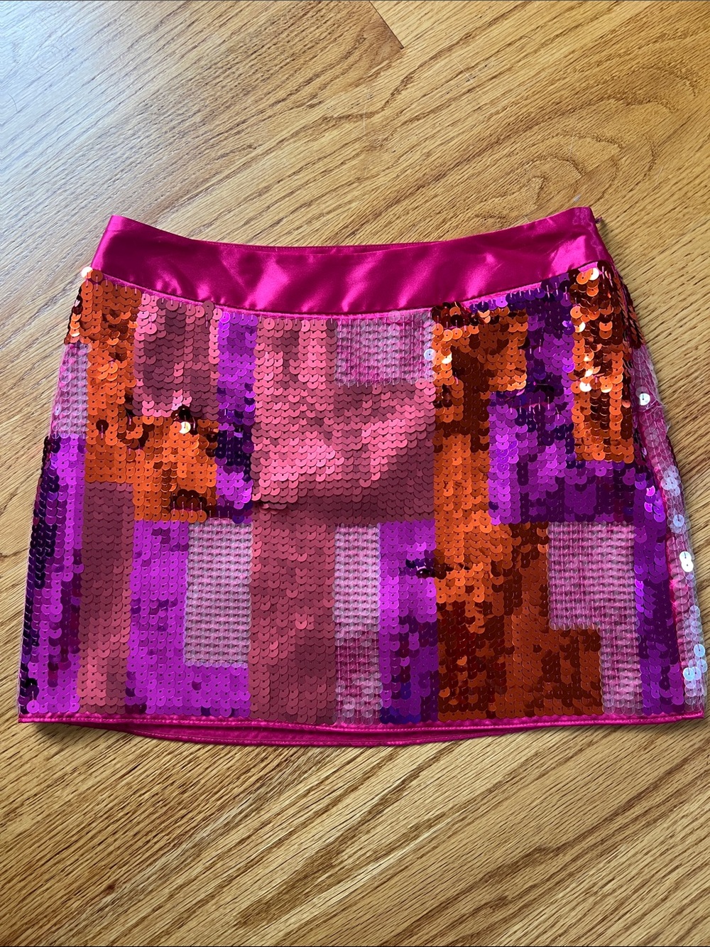 Express Sequin Mini Skirt in Hot Pink and Orange Size 4 Holiday Christmas Y2K